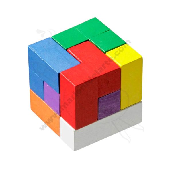 rompecabezas cubo de madera piezas