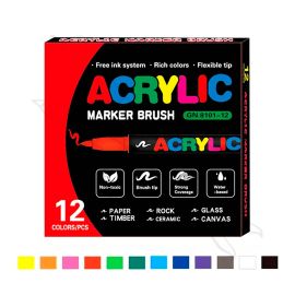 PLUMONES ACRÍLICOS PUNTA PINCEL X12