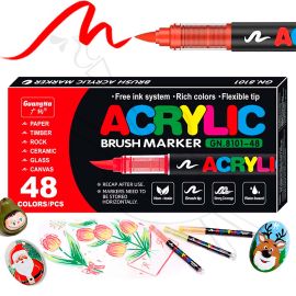 PLUMONES ACRÍLICOS PUNTA PINCEL X48