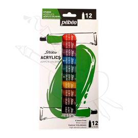 SET DE X12 ACRÍLICOS EN TUBO PEBEO 12ML