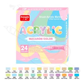 PLUMONES ACRÍLICOS PUNTA PINCEL COLORES PASTEL X24 GUANGNA