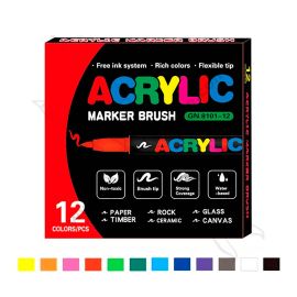 PLUMONES ACRÍLICOS PUNTA PINCEL X12