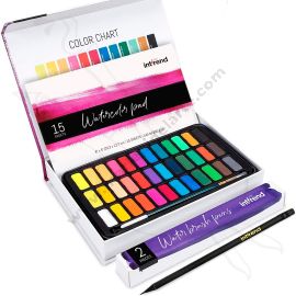 SET DE ACUARELA EN PASTILLA INTREND X36 COLORES