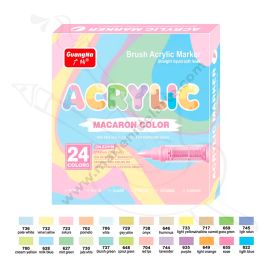 PLUMONES ACRÍLICOS PUNTA PINCEL COLORES PASTEL X24 GUANGNA