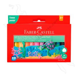 PLASTILINAS JUMBO XL TRIANGULAR PASTEL X12 FABER CASTELL