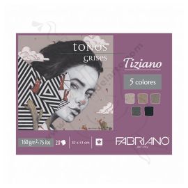 BLOCK FABRIANO TIZIANO TONOS GRISES  DE 20 HOJAS 160GRS 32x41CM