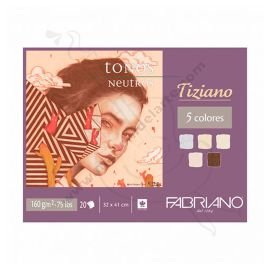 BLOCK FABRIANO TIZIANO TONOS NEUTROS  DE 20 HOJAS 160GRS 32X41 CM